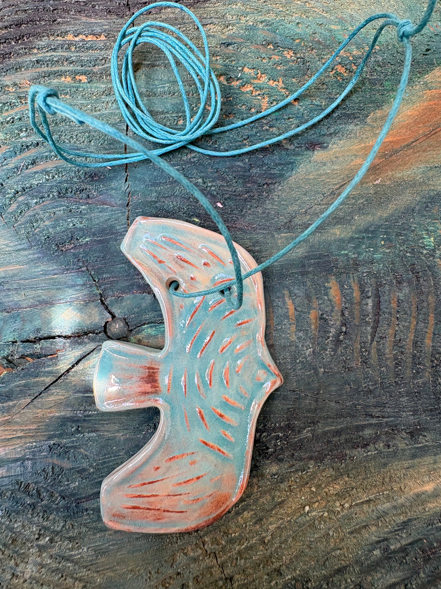 Colier ceramică handmade-bijuterie artizanală unică- cod 1136