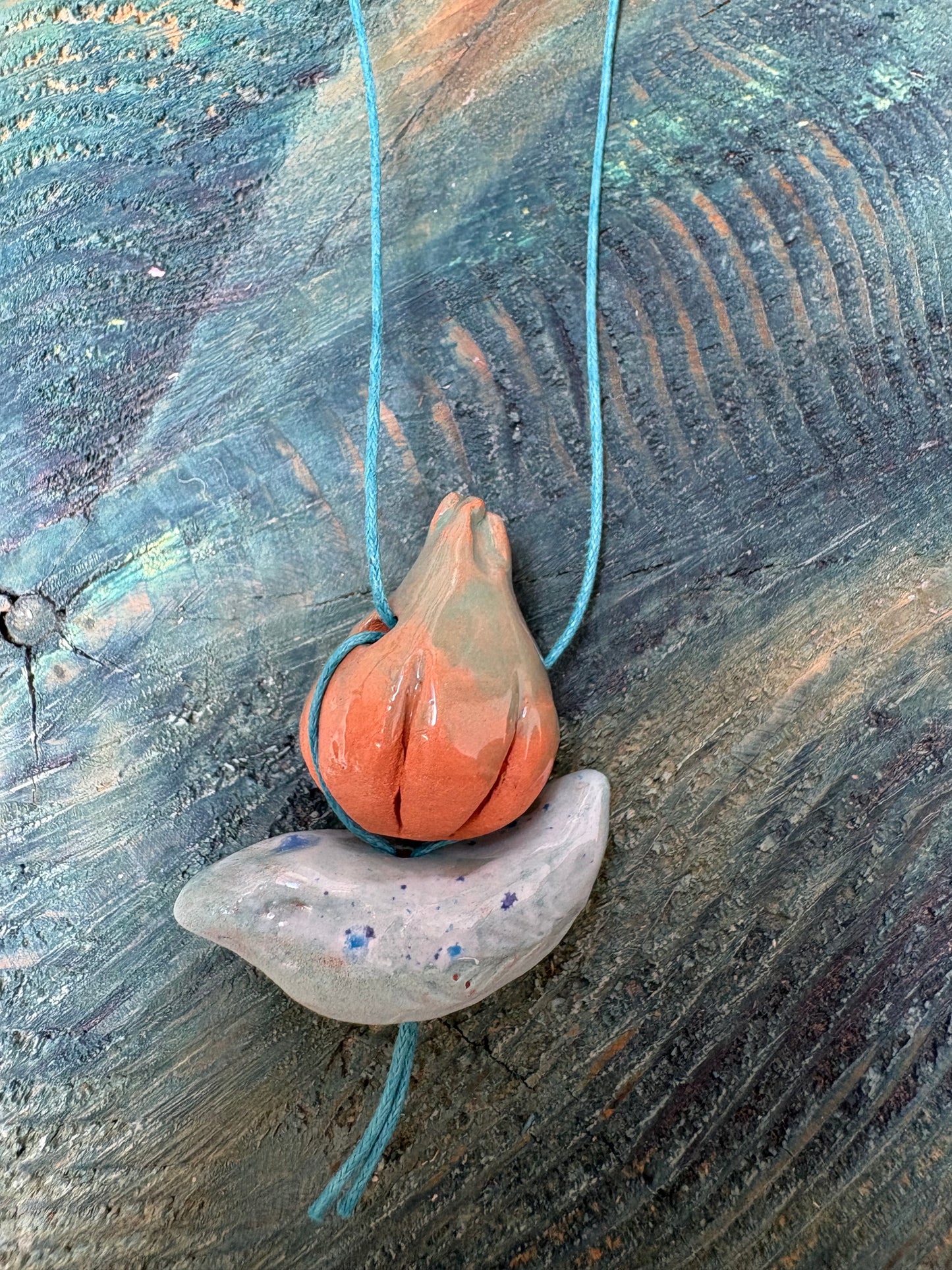 Colier ceramică handmade-bijuterie artizanală unică- cod 1136
