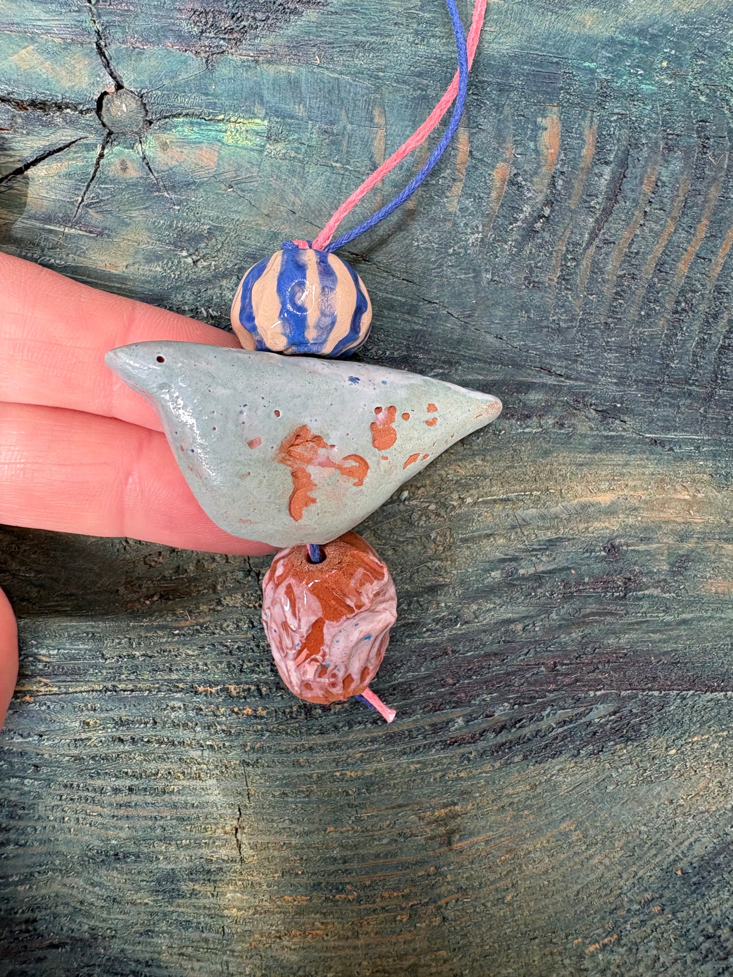 Colier ceramică handmade-bijuterie artizanală unică- cod 1136