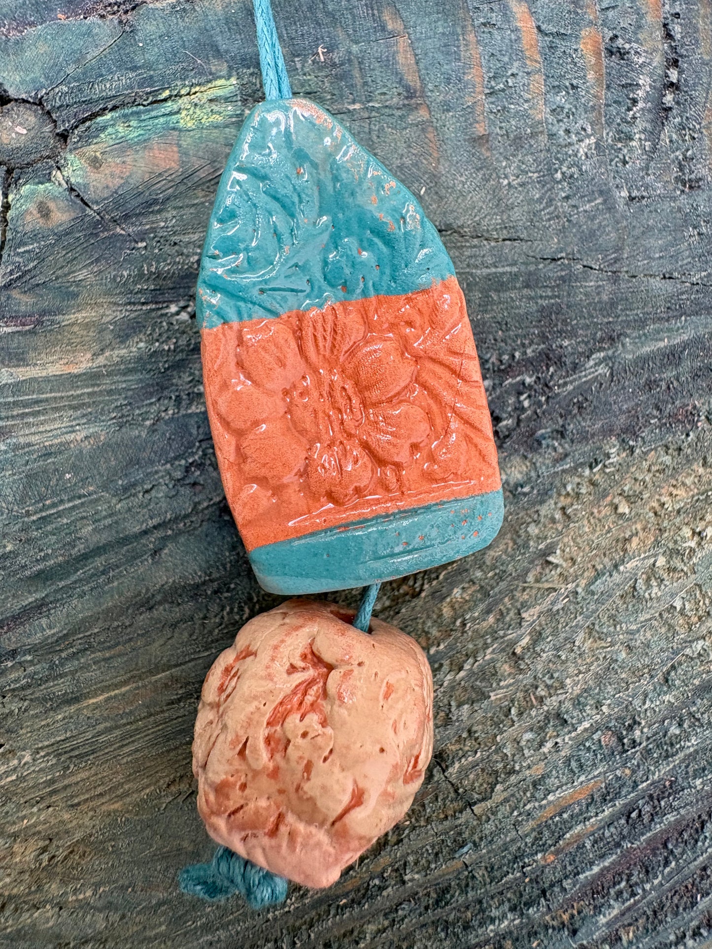 Colier ceramică handmade-bijuterie artizanală unică- cod 1136