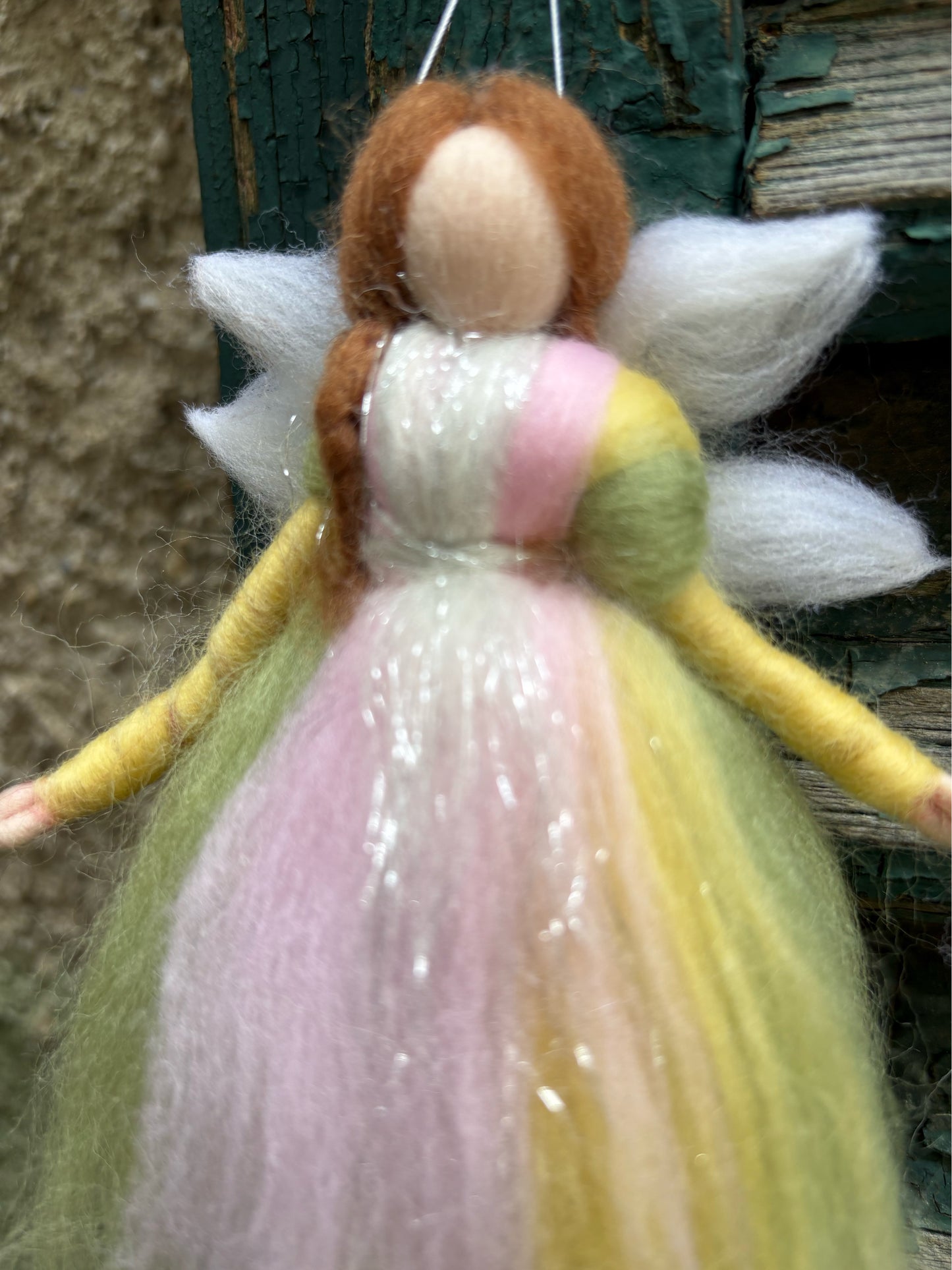 Zână magică din 100% lână împâslită, 16 cm, pastel