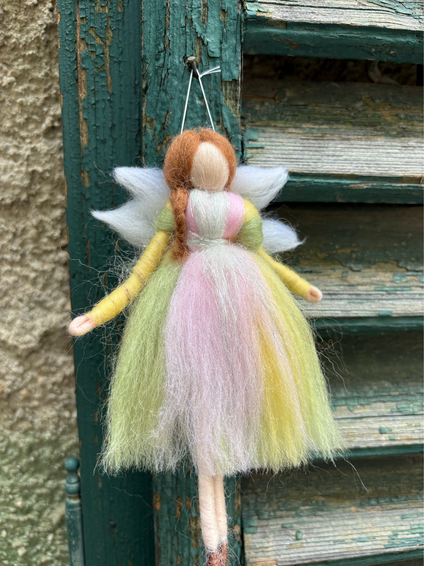 Zână magică din 100% lână împâslită, 16 cm, pastel
