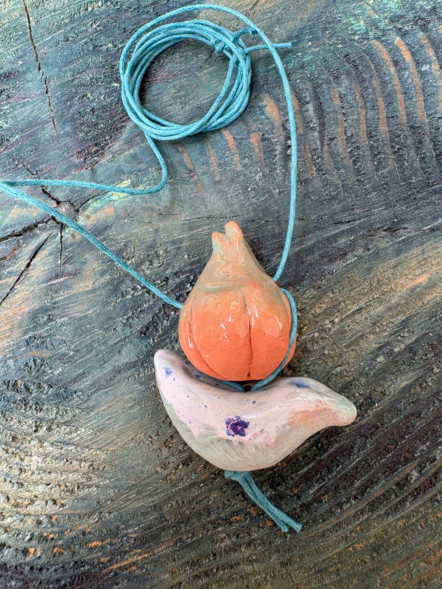 Colier ceramică handmade-bijuterie artizanală unică- cod 1136