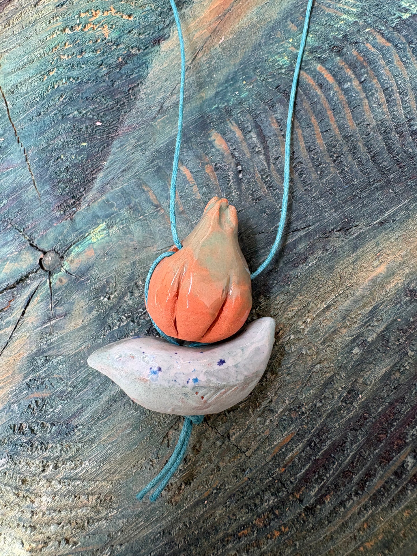 Colier ceramică handmade-bijuterie artizanală unică- cod 1136