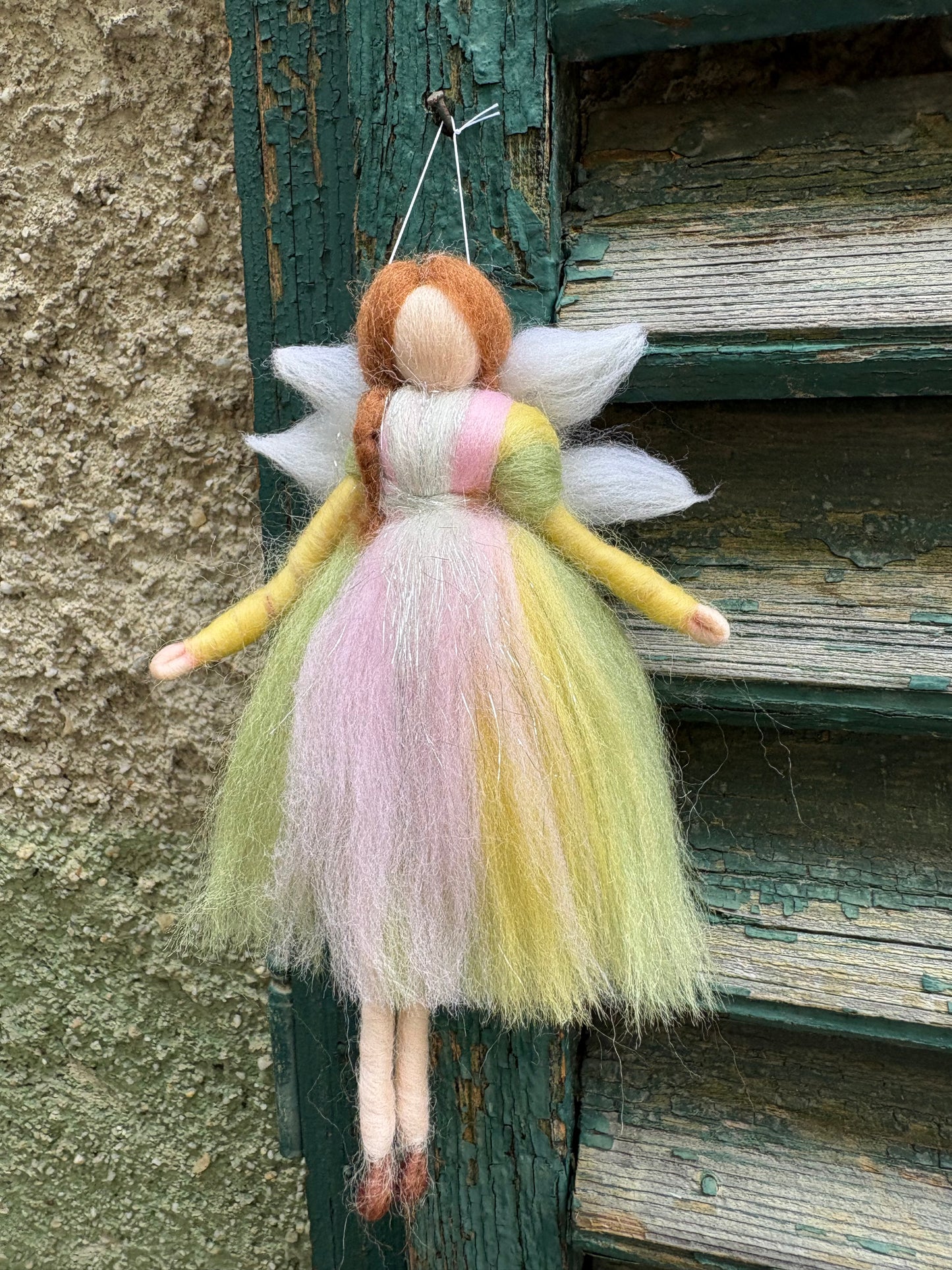 Zână magică din 100% lână împâslită, 16 cm, pastel