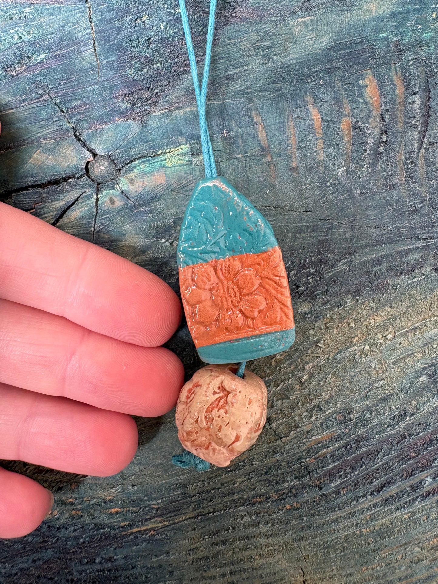 Colier ceramică handmade-bijuterie artizanală unică- cod 1136