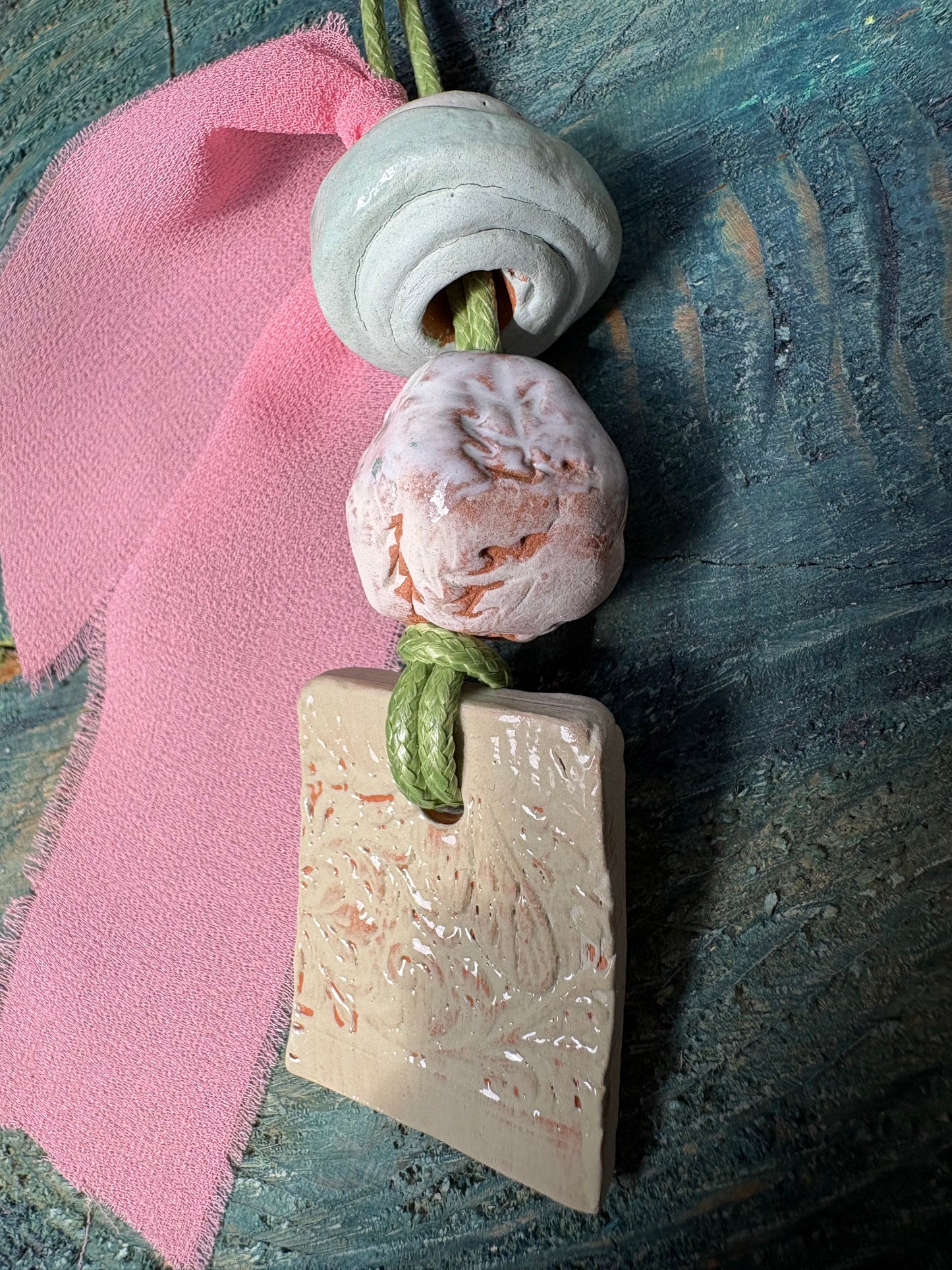 Colier ceramică handmade-bijuterie artizanală unică- cod 1136