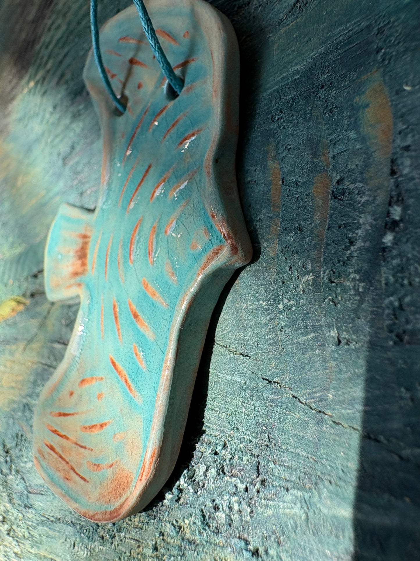Colier ceramică handmade-bijuterie artizanală unică- cod 1136