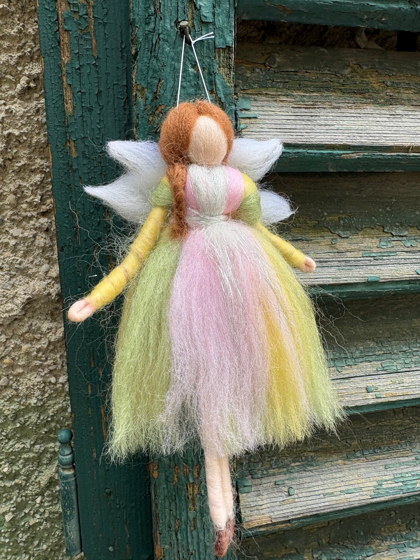 Zână magică din 100% lână împâslită, 16 cm, pastel