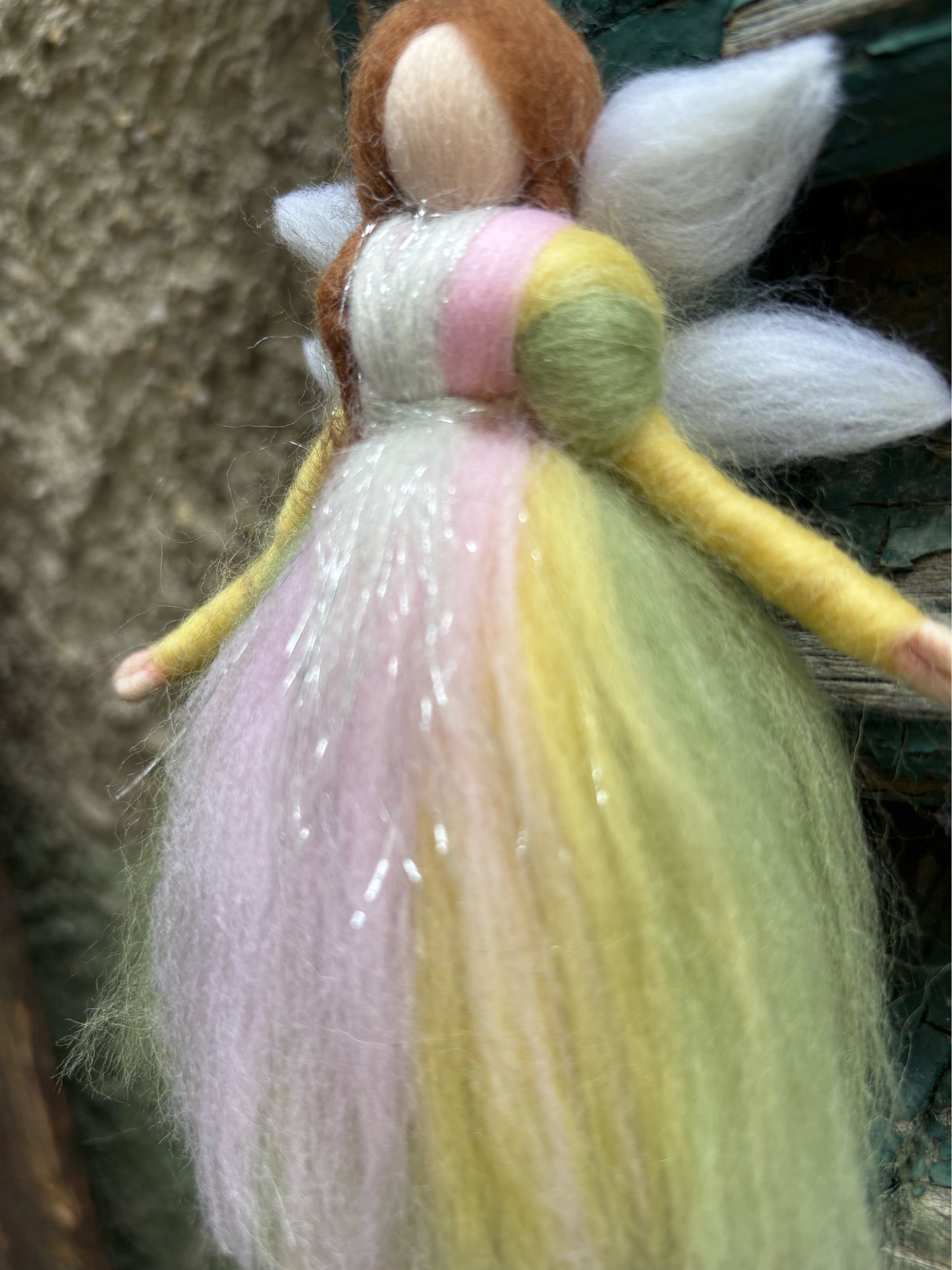 Zână magică din 100% lână împâslită, 16 cm, pastel